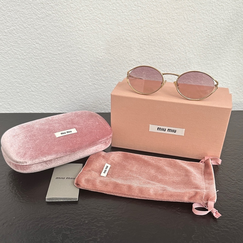 Miu Miu Rose-Tinted Sunglasses with Velvet Case